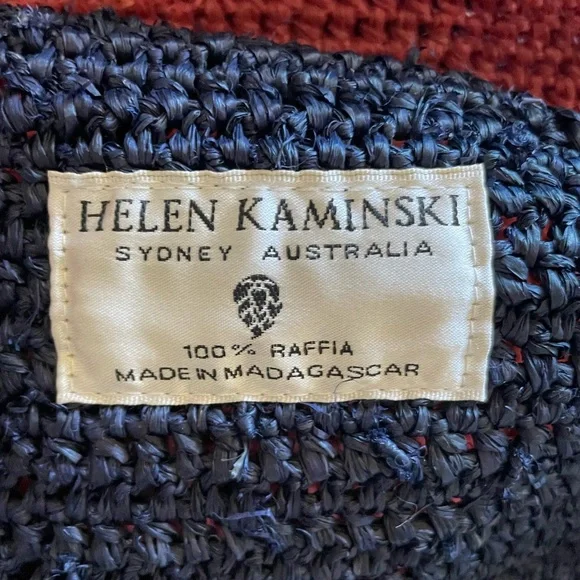 Helen Kaminski Raffia Bucket Beach Resort Red and Blue Bag - Picture 4 of 7